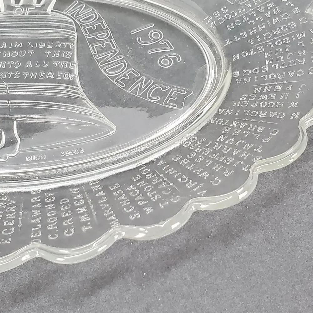 Declaration‎ of Independence 200 Years Ago Clear Glass Platter